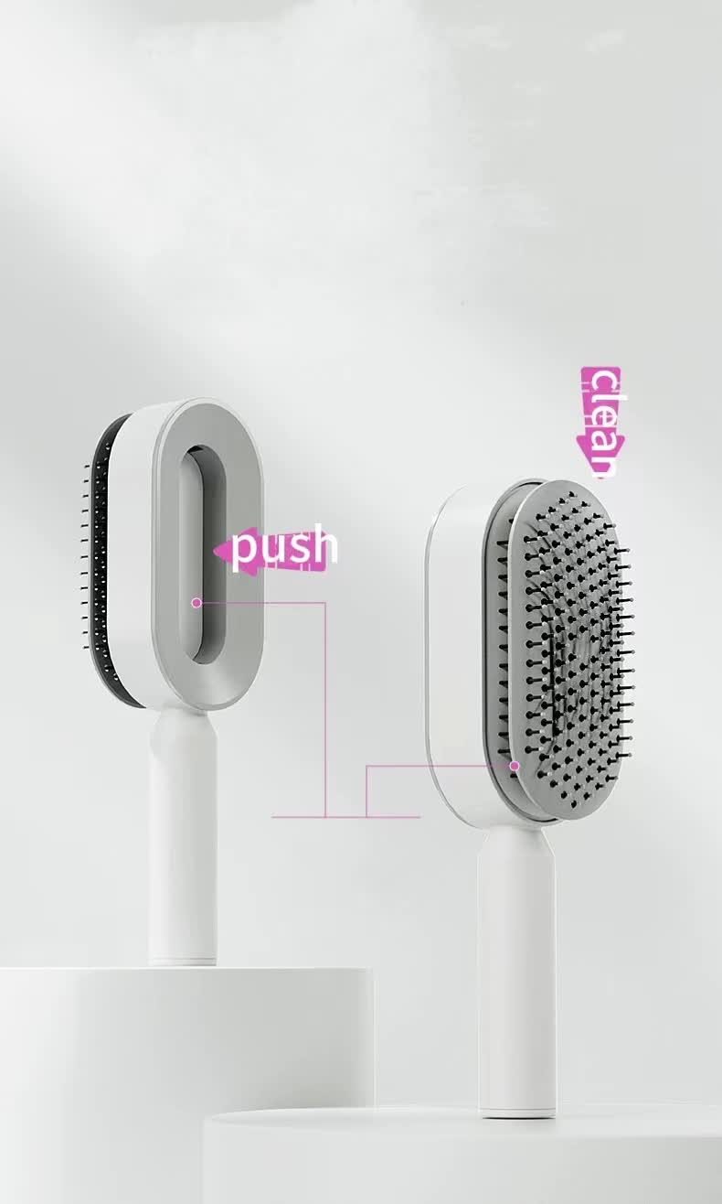 Self-Cleaning Hair Brush with One-Click Release | Massage Cushion Design, Anti-Frizz and Detangling Brush