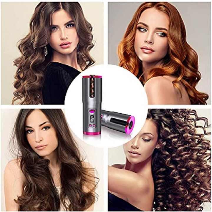 White Automatic Hair Curler - USB Rechargeable, Safe and Portable Curling Iron for Quick Styling, Anti-Scald Design, Compact and Lightweight