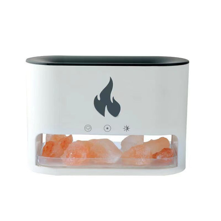 White Himalayan Salt Flame Aroma Diffuser - 250ml Ultrasonic Humidifier with 7-Color LED Light for Relaxation and Decor