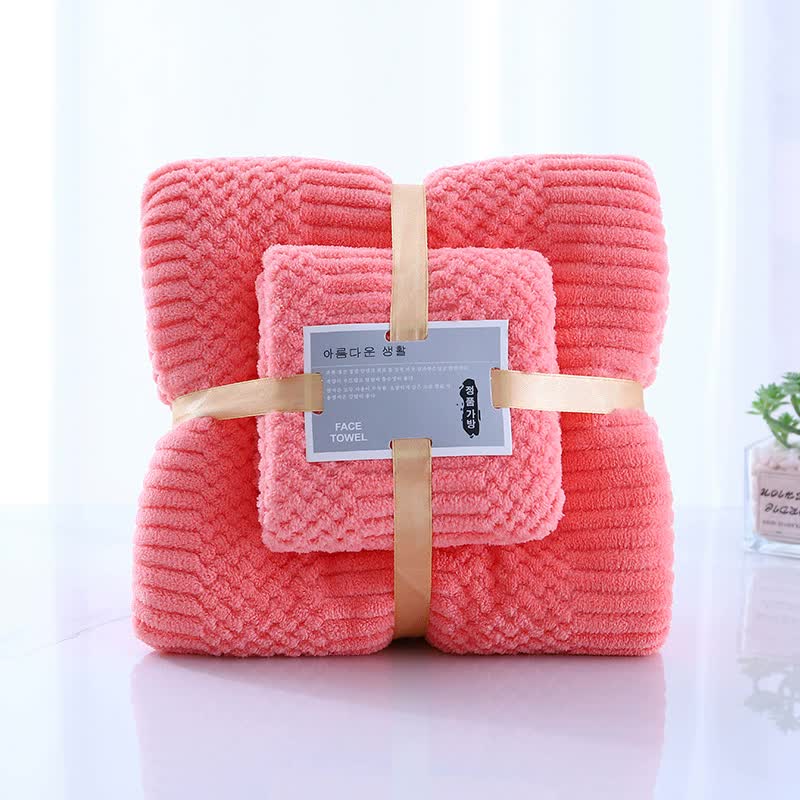 Pamper 2 piece Coral Fleece Towel and Bath Towel Set - Ultra Soft, Absorbent, and Lint-Free for Home and Spa